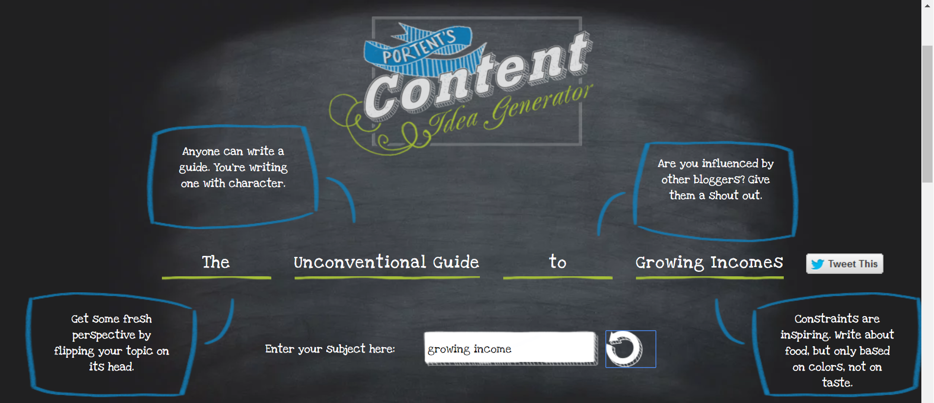 Portent Idea Generator For Articles